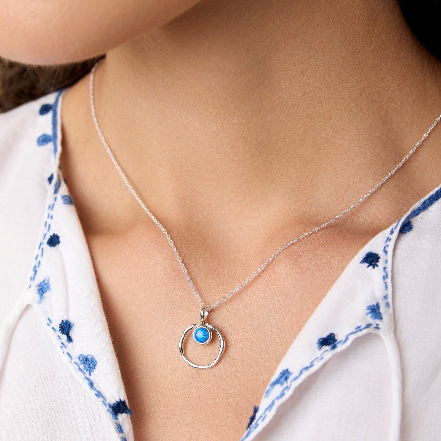 Dainty Blue Fire Opal Pendant