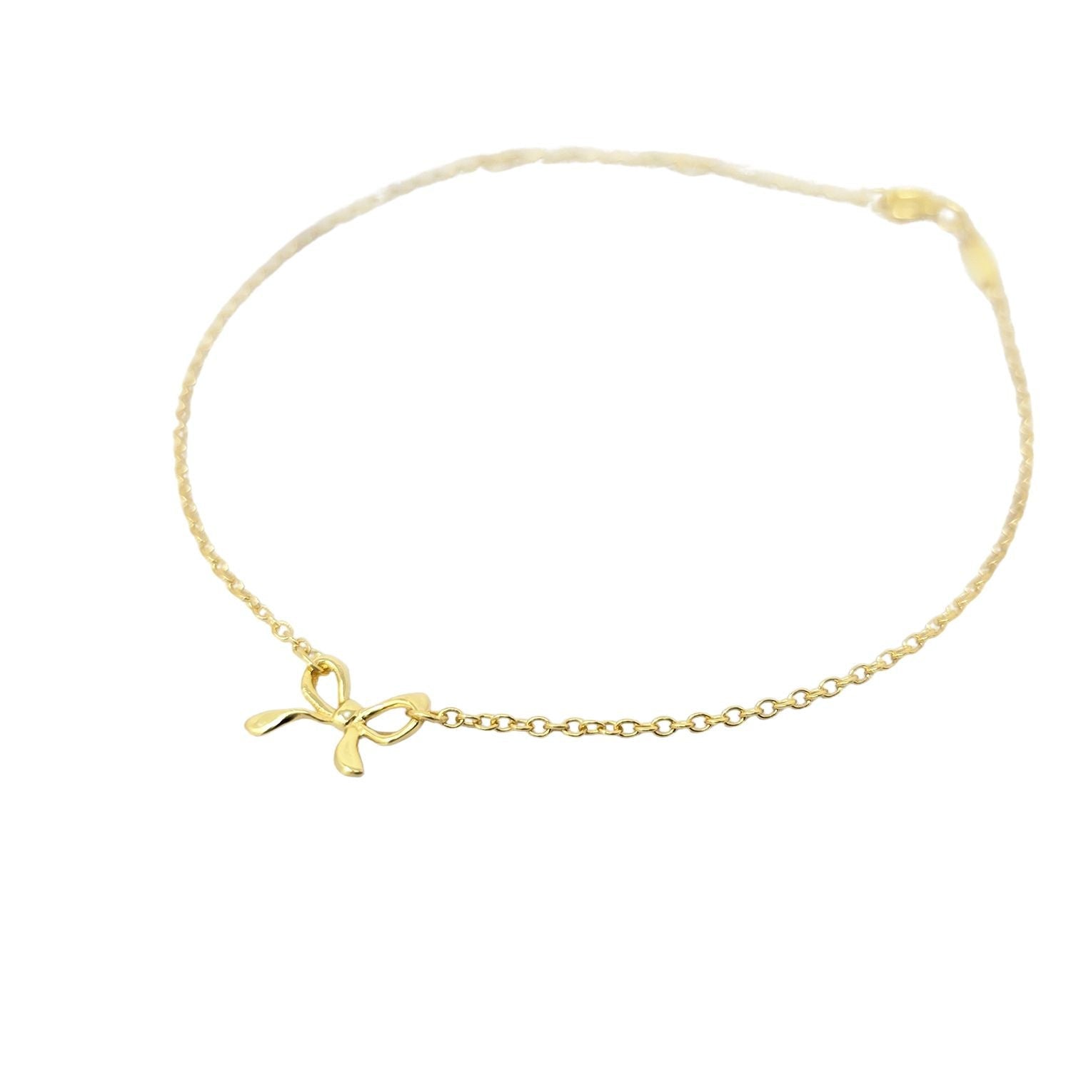 Dainty Bow Tie Bowknot Gold Plated Charm Bracelet