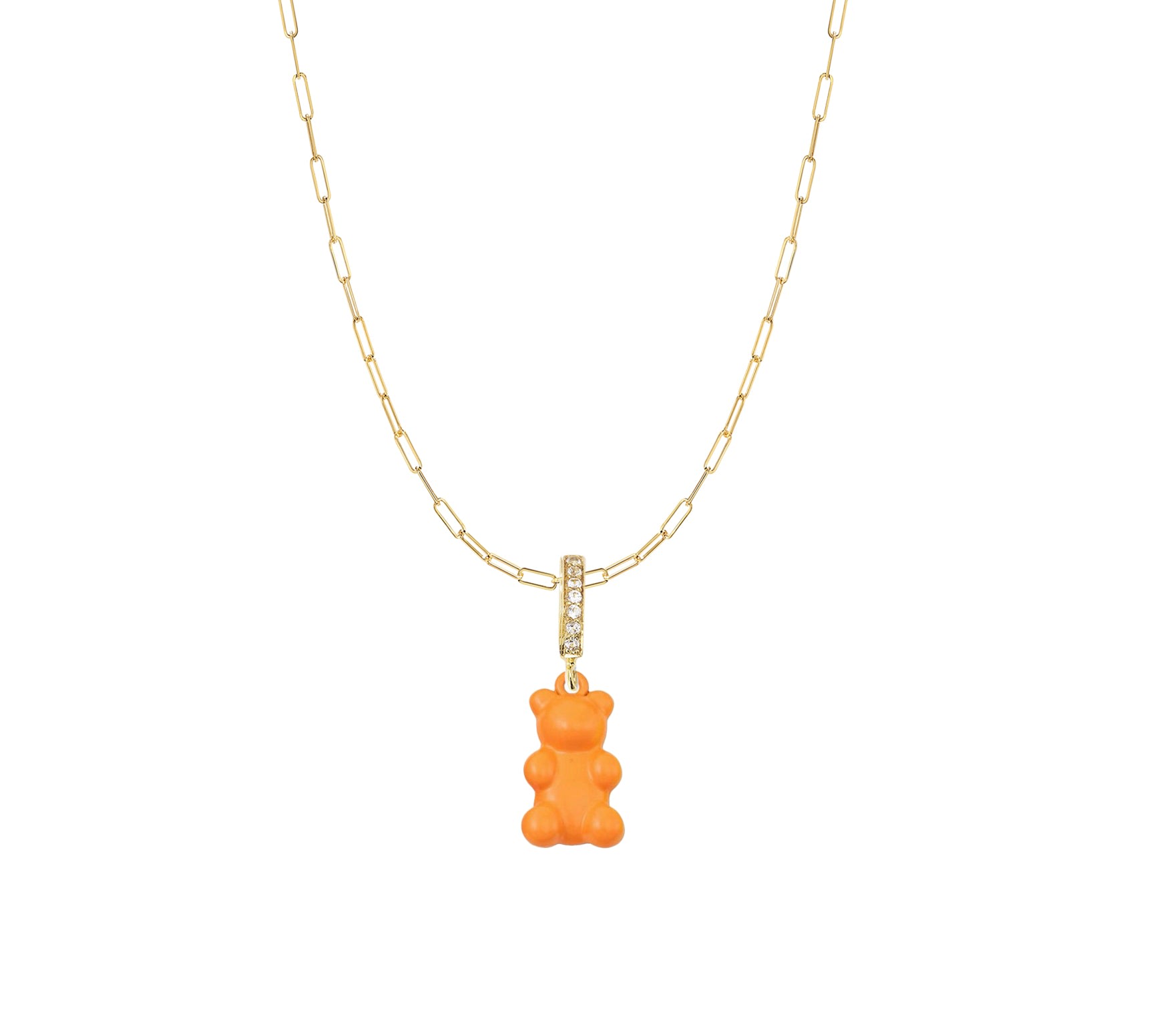 Dainty Chain Gummy Necklace - Neon Orange