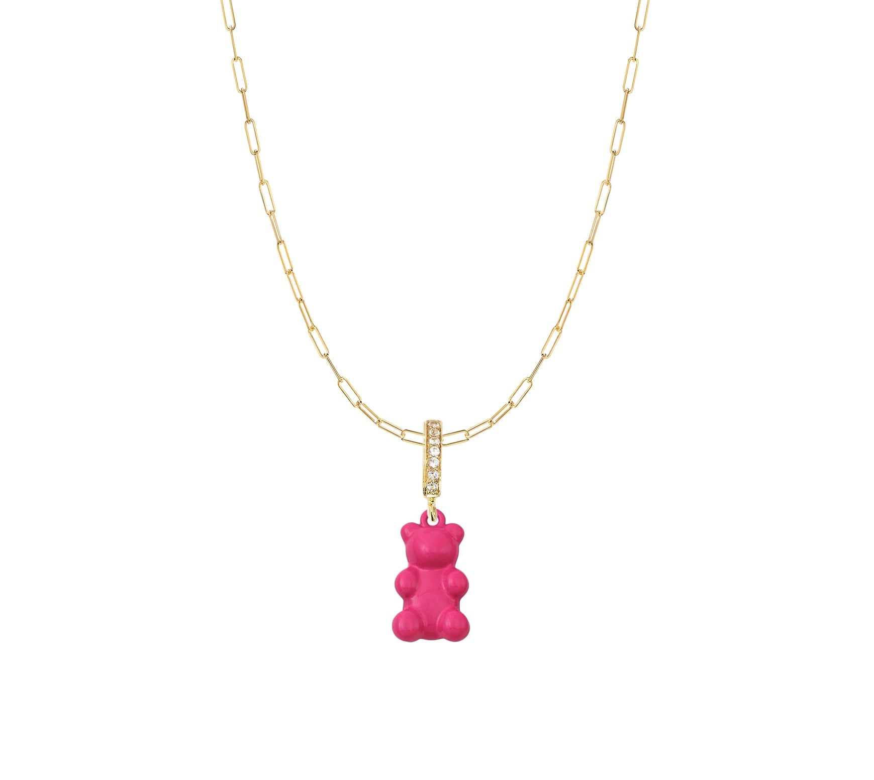 Dainty Chain Gummy Necklace - Hot Pink
