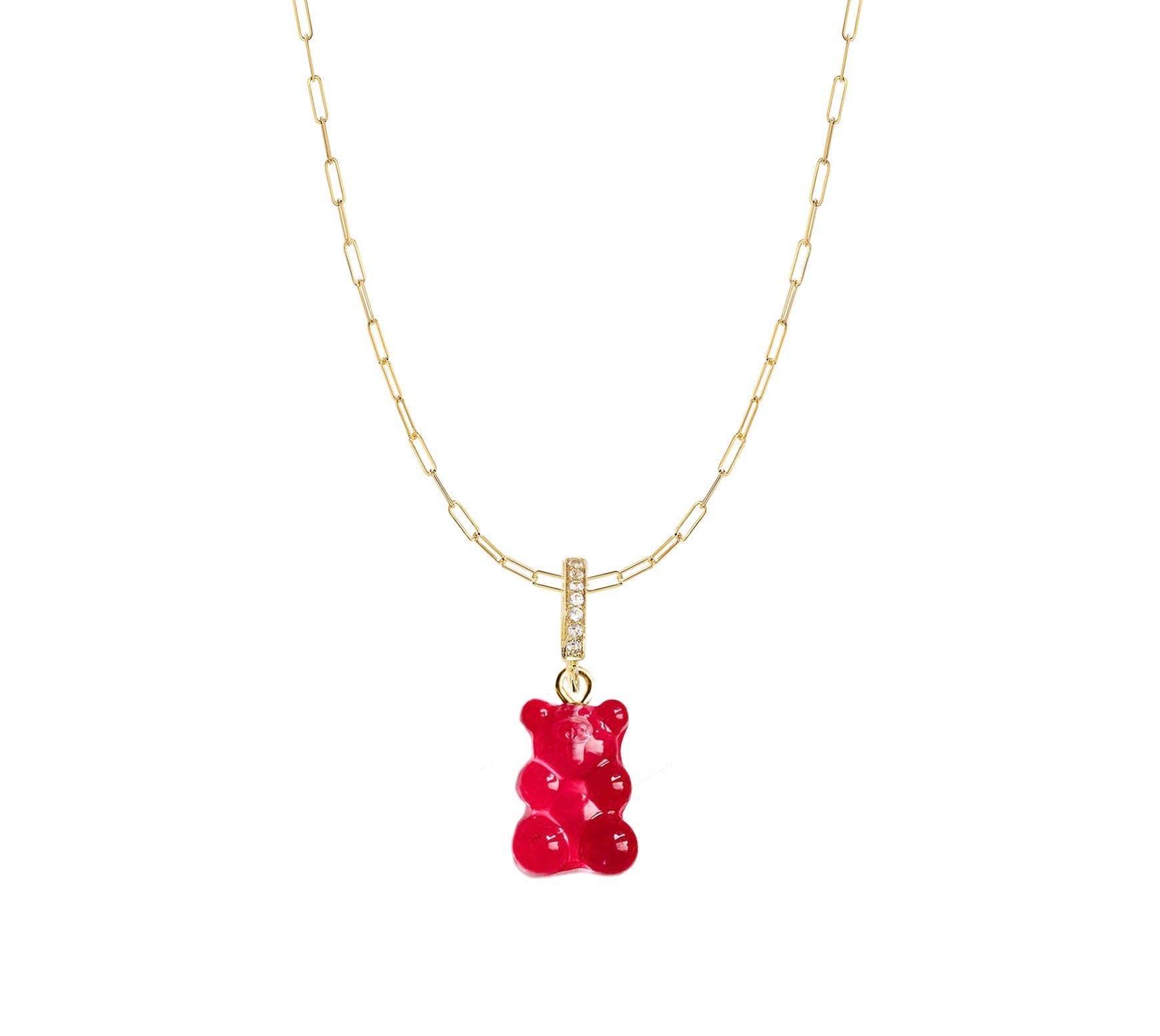 Dainty Chain Gummy Necklace - Red