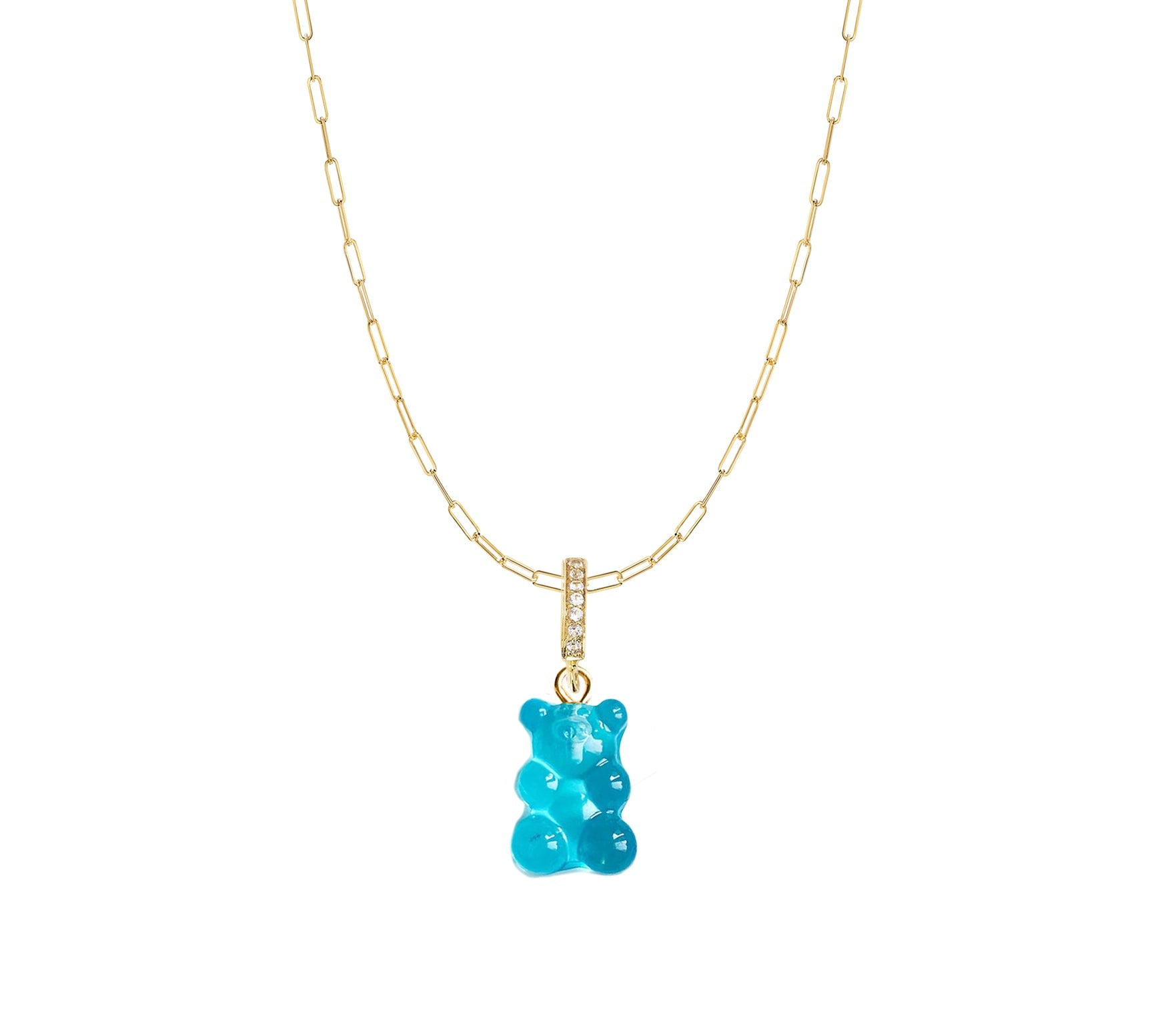 Dainty Chain Gummy Necklace - Blue