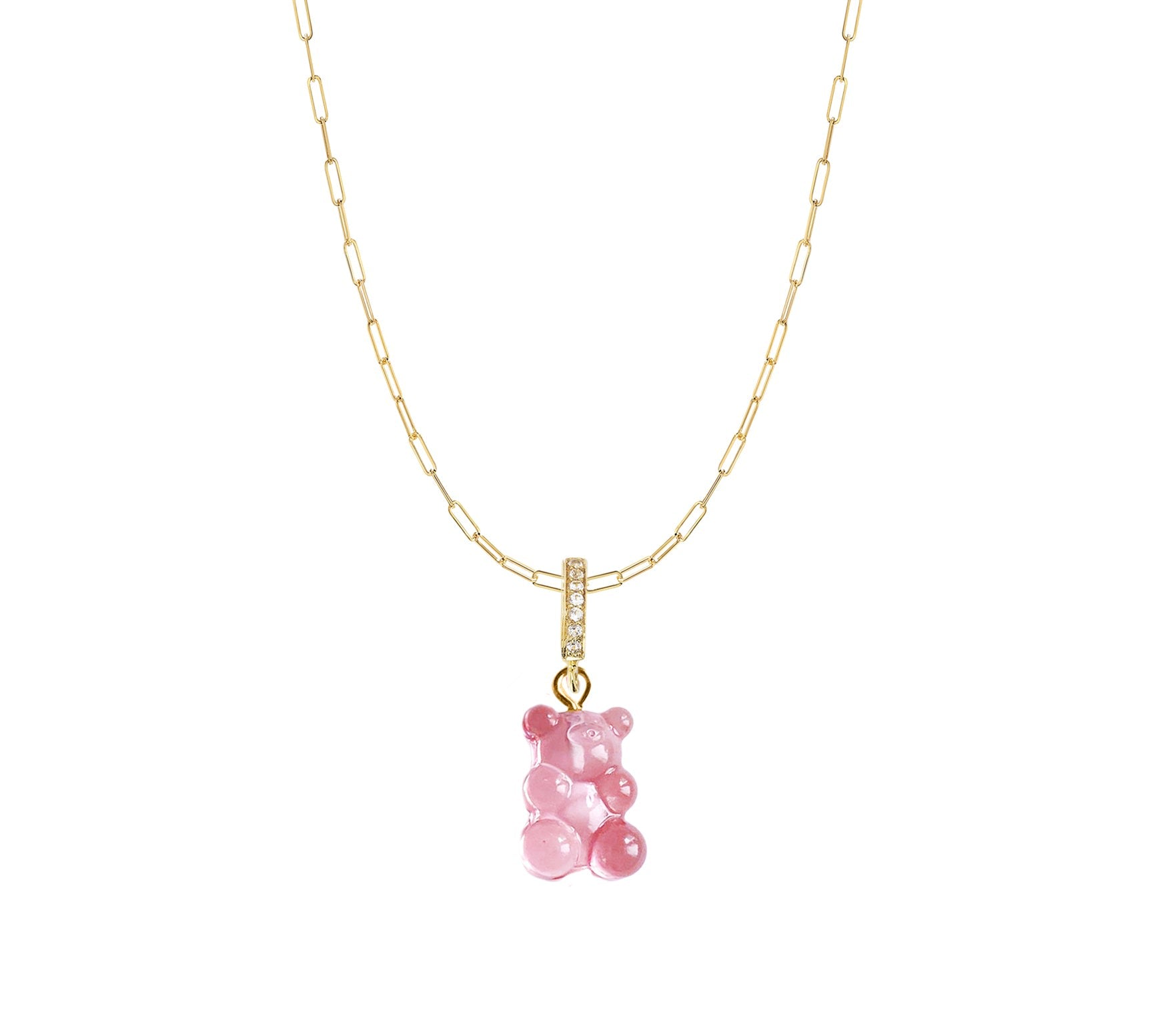 Dainty Chain Gummy Necklace - Pink
