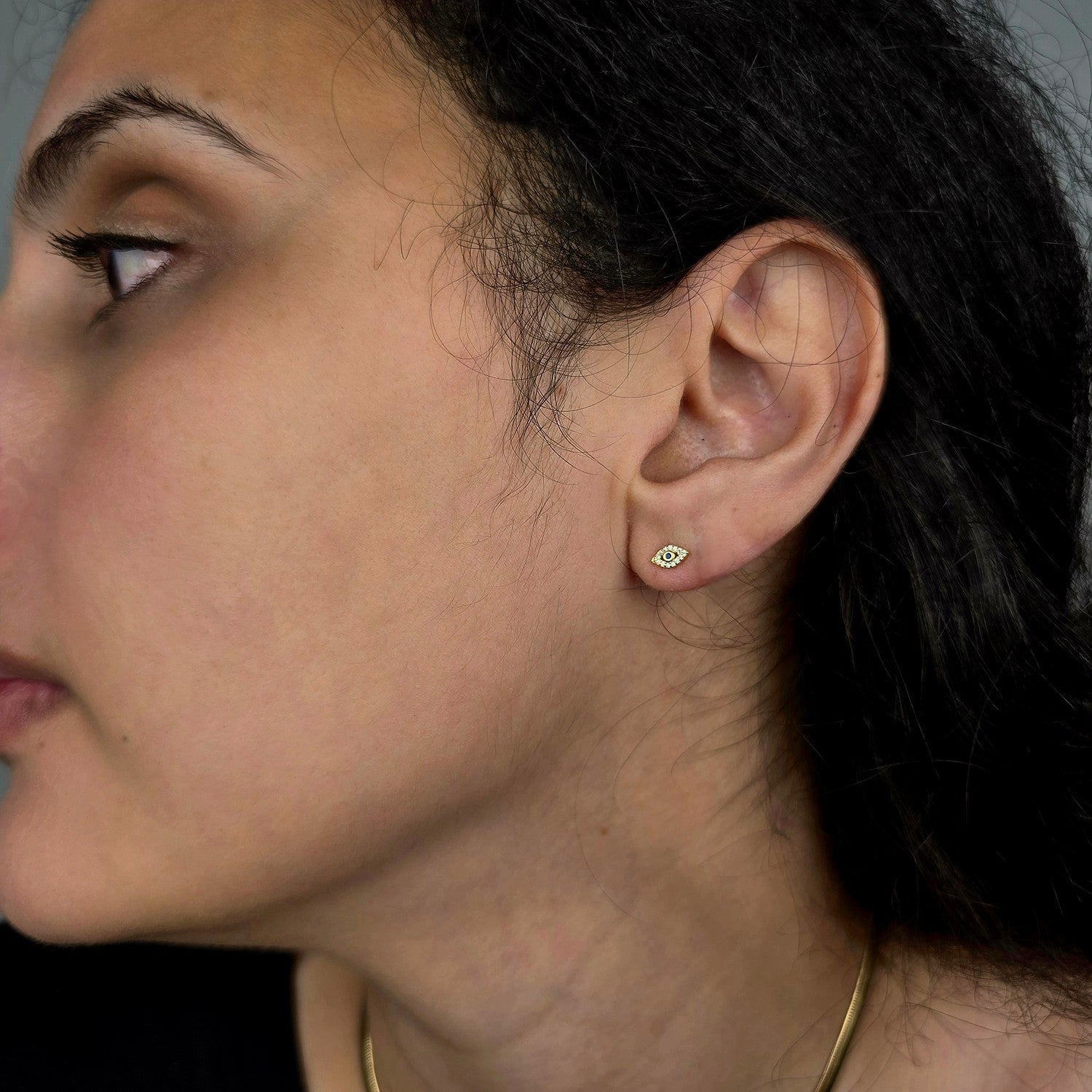 Dainty Evil Eye Gold Plated Minimalist Stud Earrings