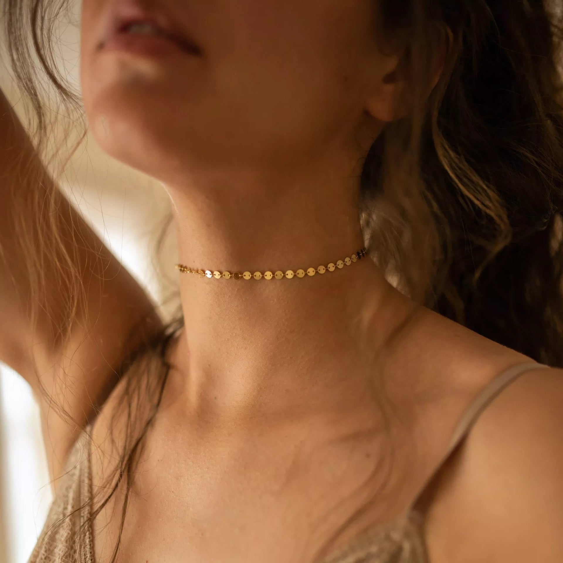 Dainty Gold Disc Choker