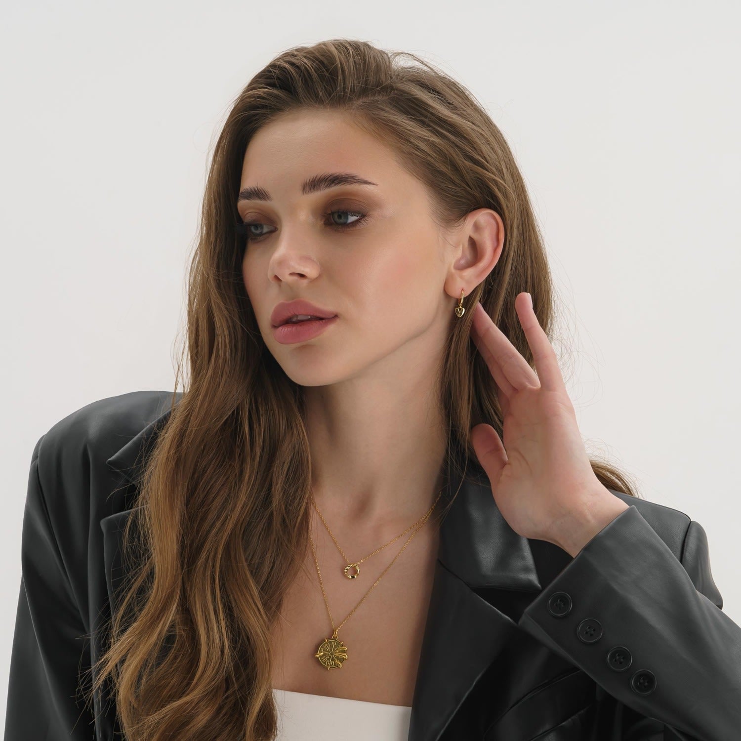 Sterling Silver Love Heart Hoop Earrings