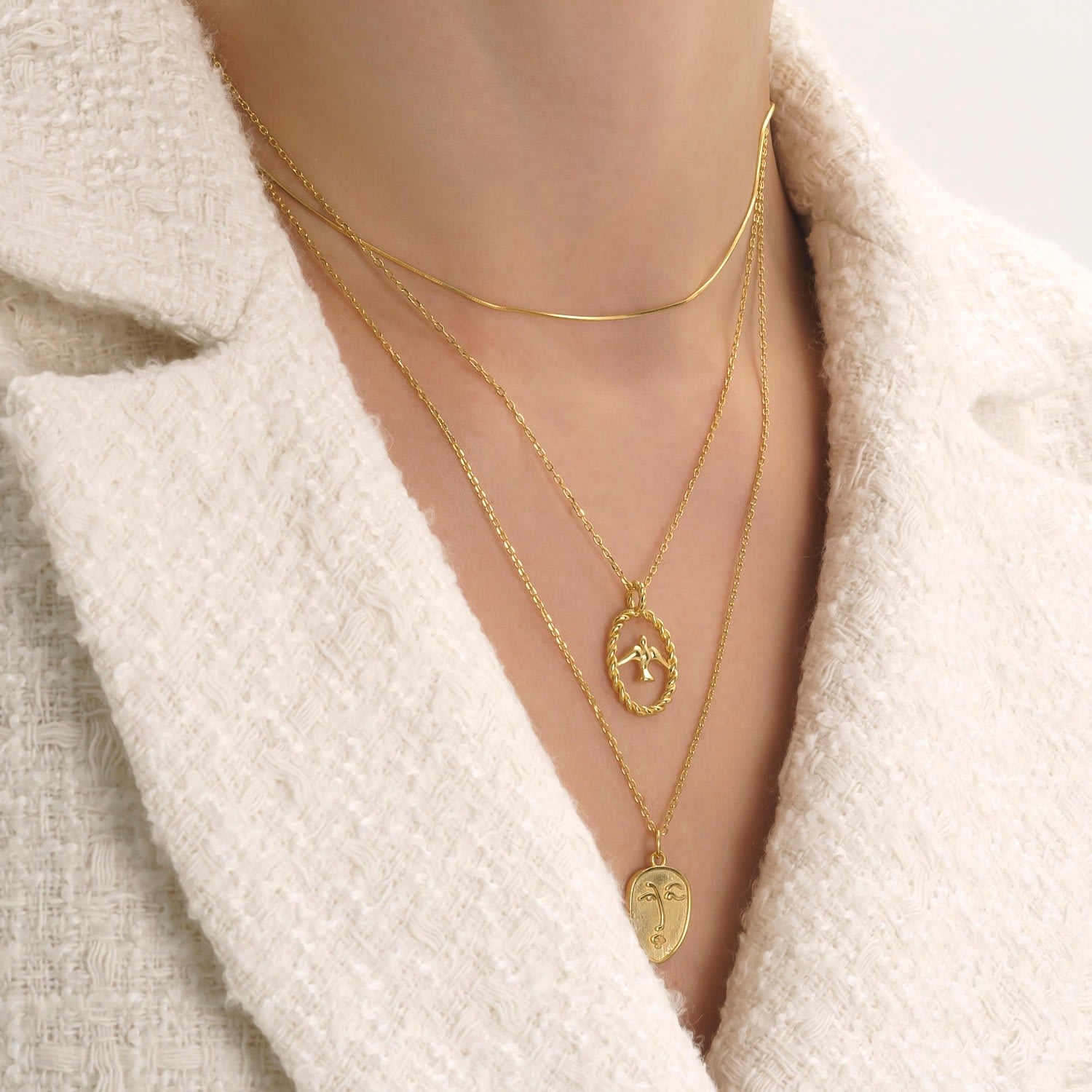 Dainty Gold Face Minimalist Necklace