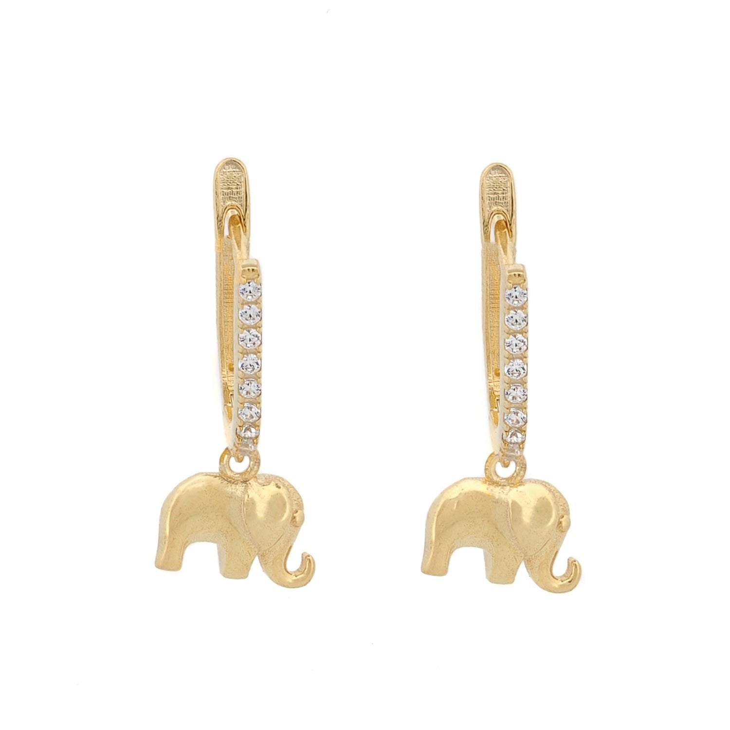 Dainty Gold Lucky Elephant Earrings - Gold
