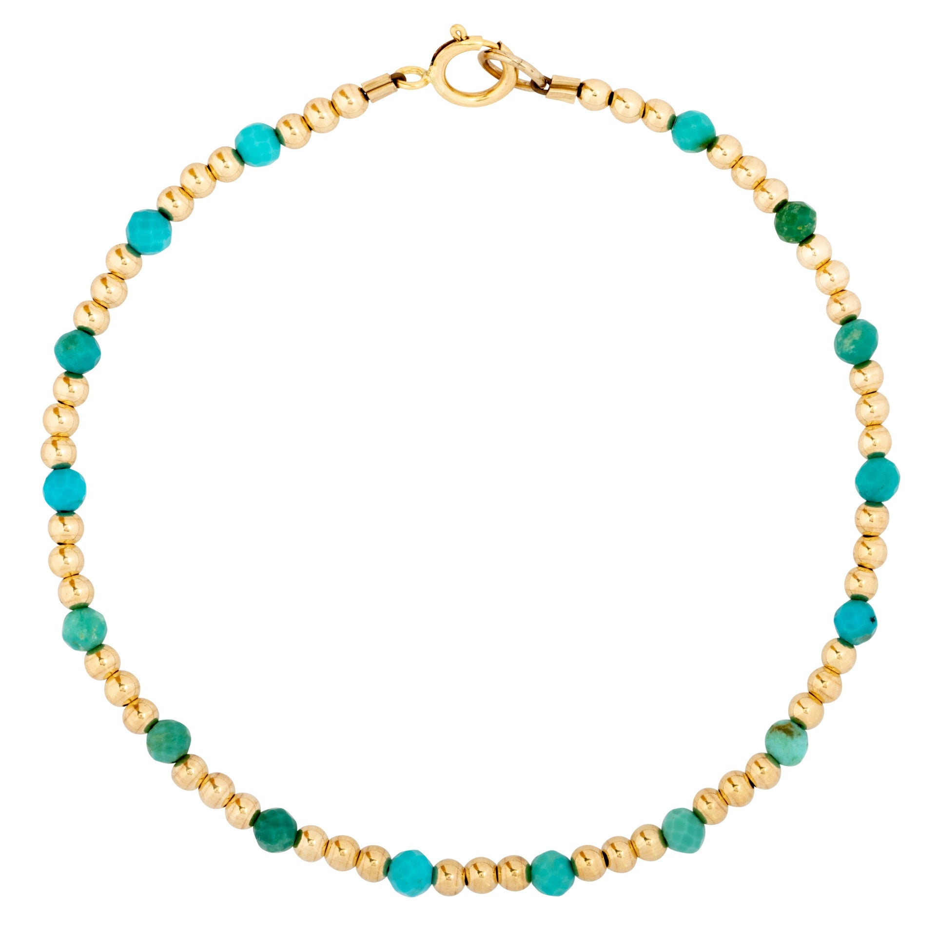 Dainty Gold & Scattered Turquoise Beaded Bracelet