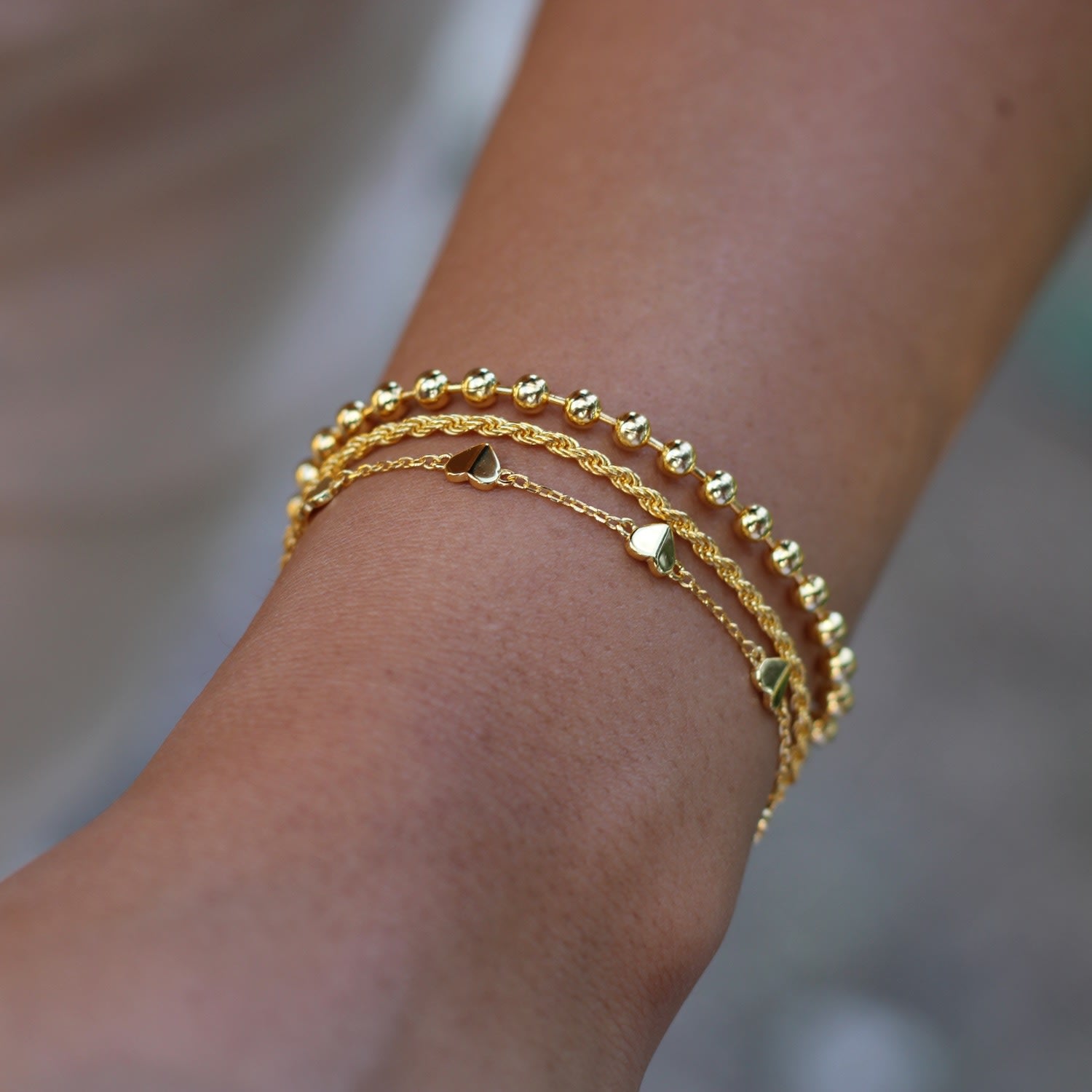 Dainty Gold Twisted French Rope Chain Bracelet