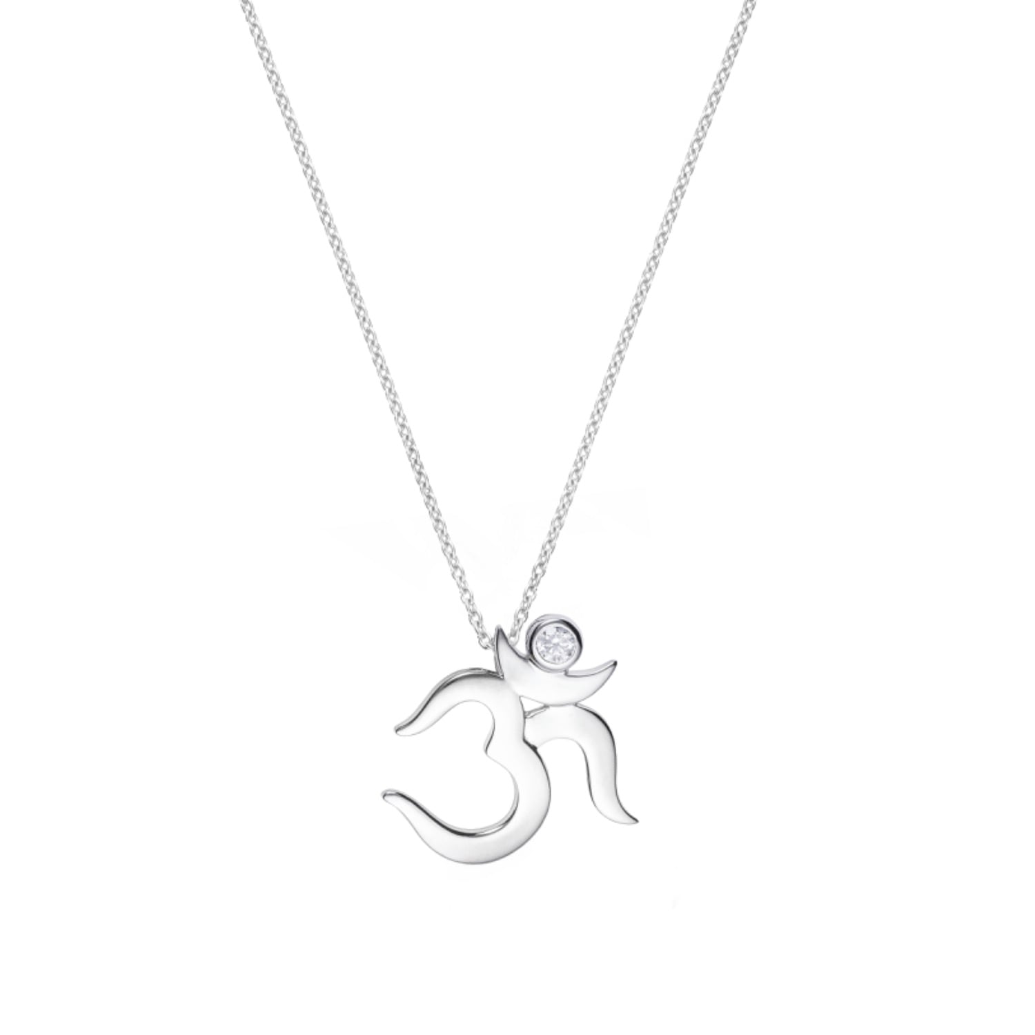 Dainty Silver Om Necklace With Cubic Zirconia