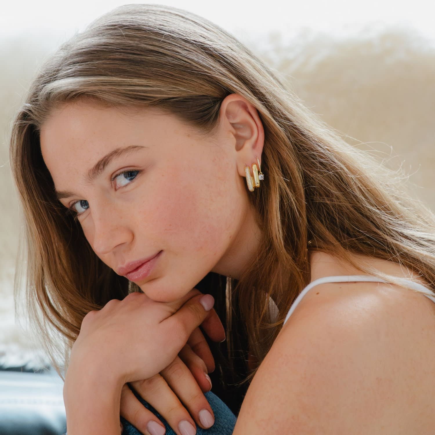 Dainty Zirconia Drop Gold Earrings