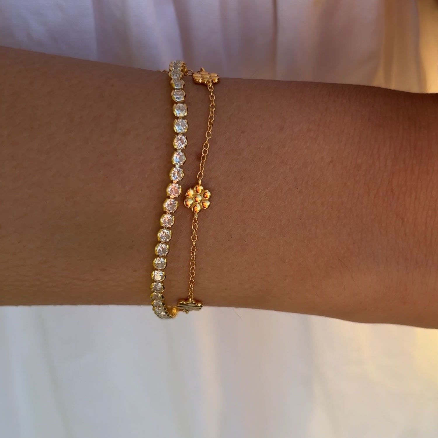 Dainty Gold Bezel Tennis Bracelet