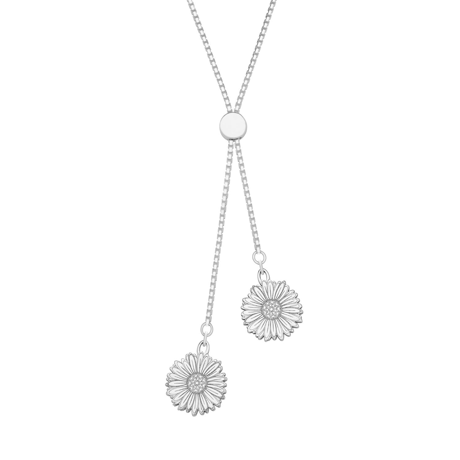Daisy Flower Sterling Silver Slider Necklace