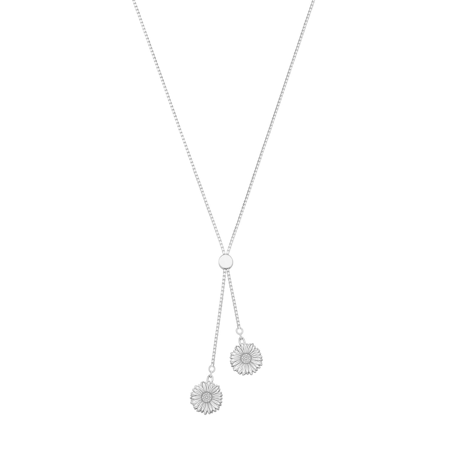 Daisy Flower Sterling Silver Slider Necklace