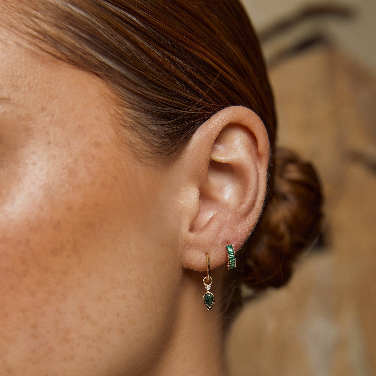 Daisy Gold Earring Emerald