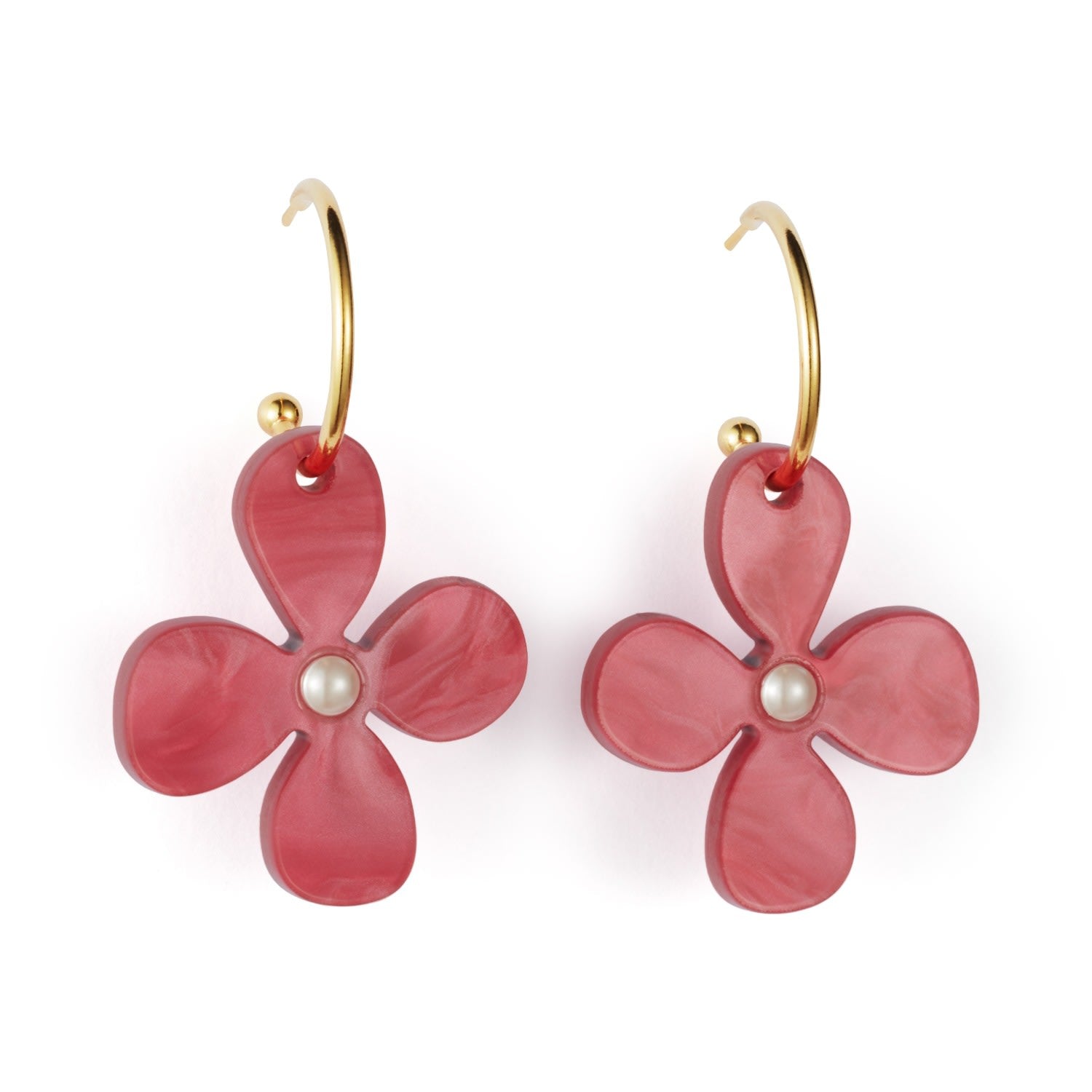 Daisy Hoop Earrings - Cerise
