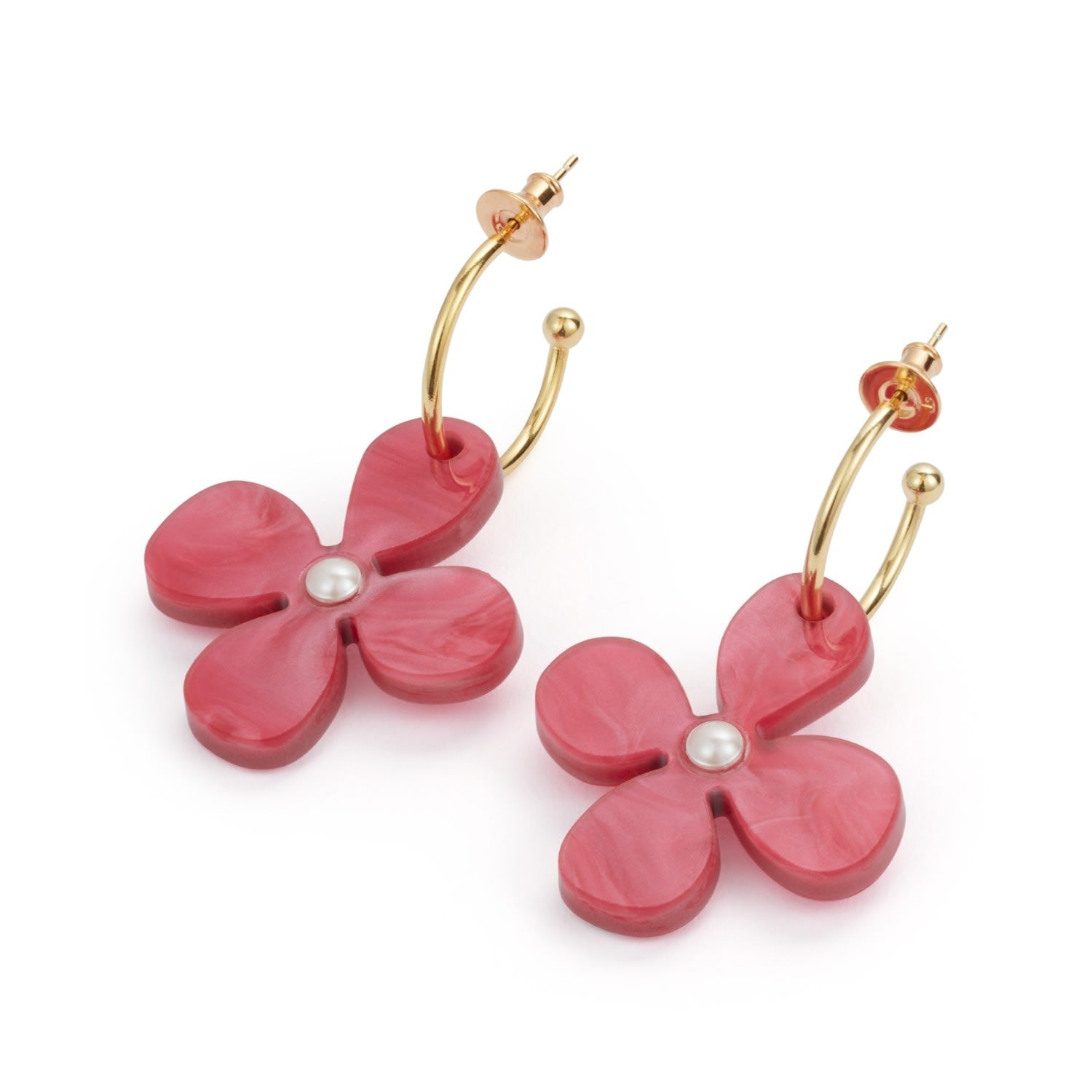 Daisy Hoop Earrings - Cerise