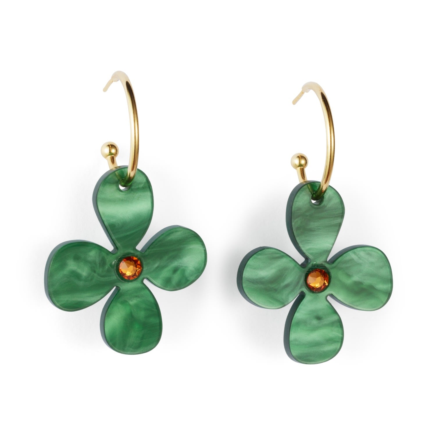 Daisy Hoop Earrings - Grass Green