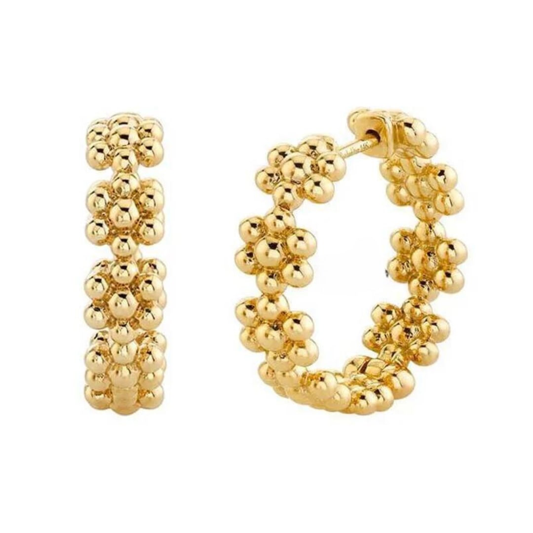 Daisy Flower Gold Hoop Earrings