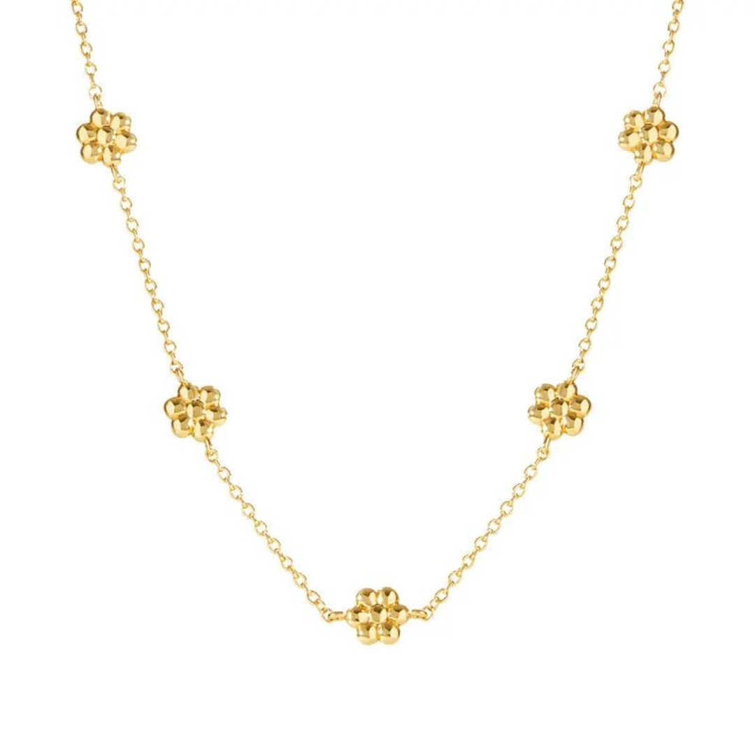 Gold Daisy Flower Station By The Yard Necklace