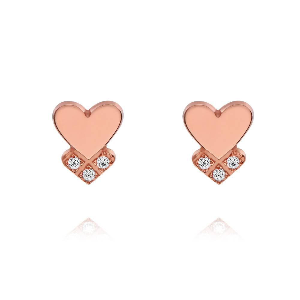 Dakota Heart Earrings with Diamonds in 18K Rose Gold Plating
