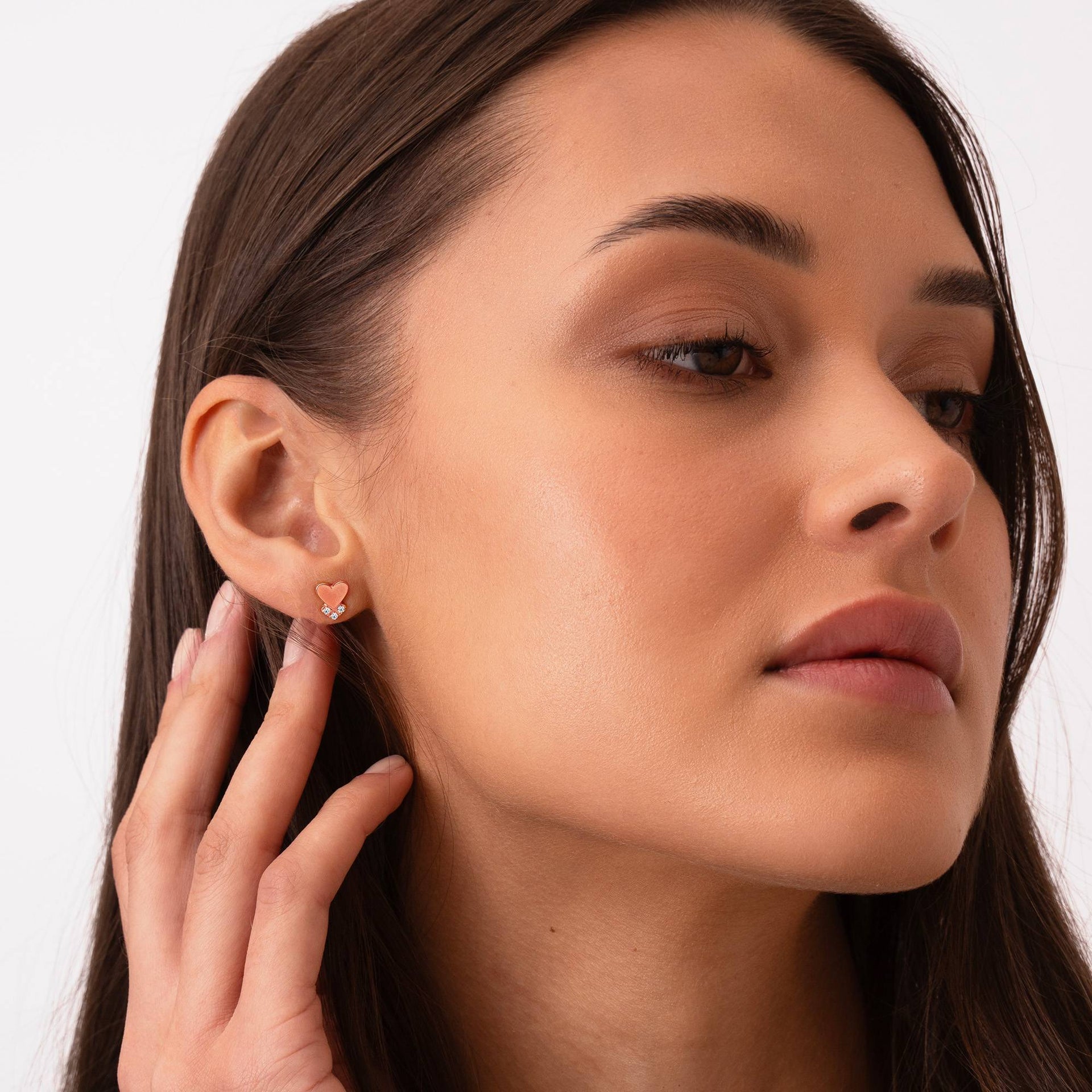 Dakota Heart Earrings with Diamonds in 18K Rose Gold Plating