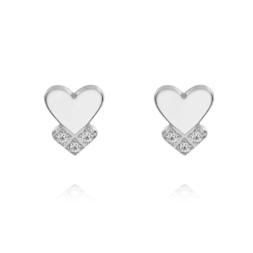 Dakota Heart Earrings with Diamonds in Sterling Silver