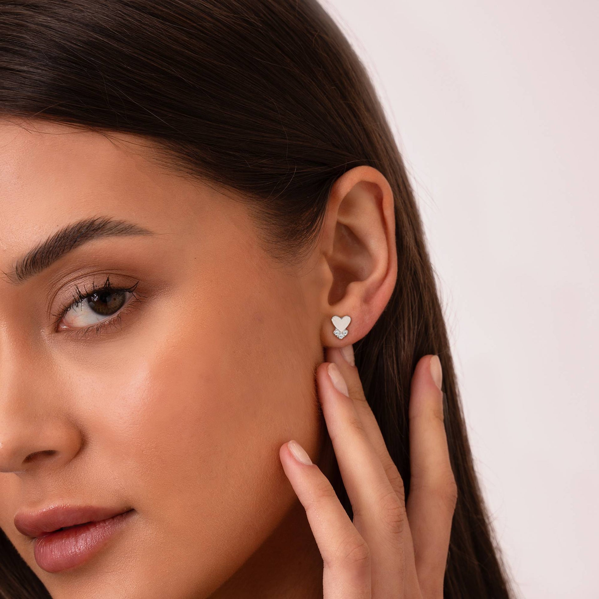 Dakota Heart Earrings with Diamonds in Sterling Silver
