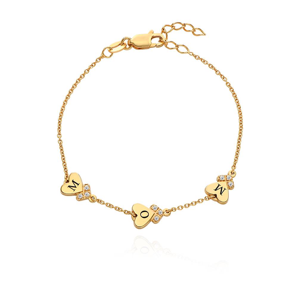 Dakota Heart Initial Bracelet with Diamonds in 18K Gold Plating