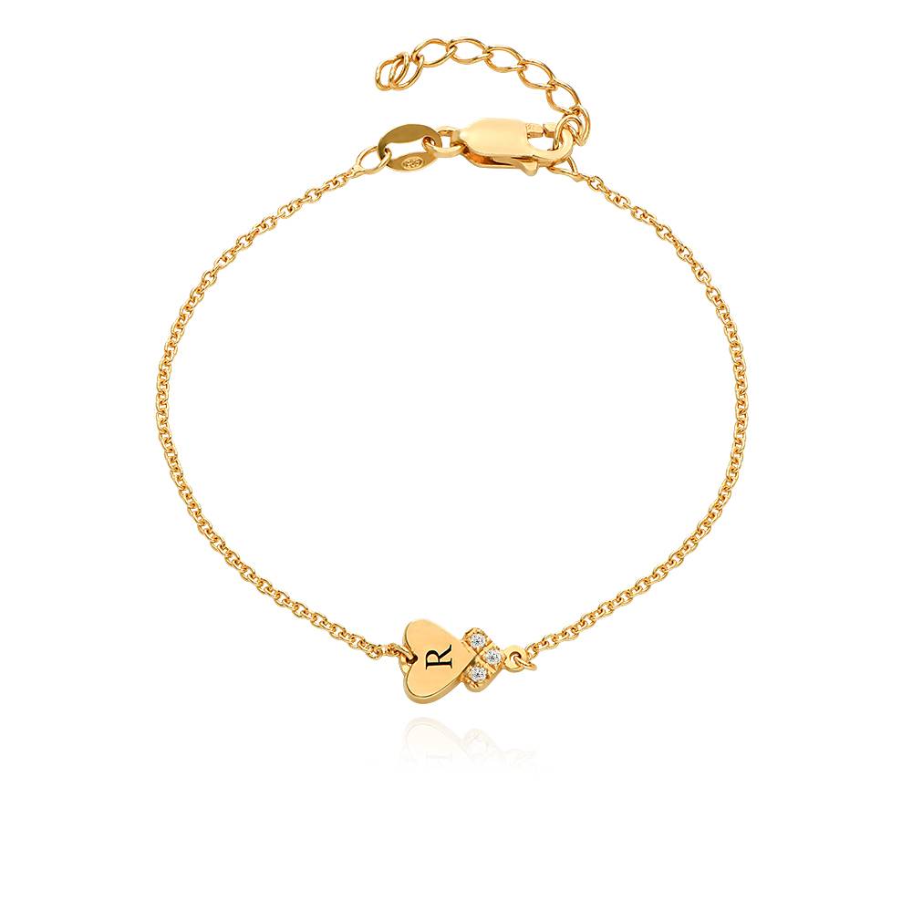 Dakota Heart Initial Bracelet with Diamonds in 18K Gold Vermeil