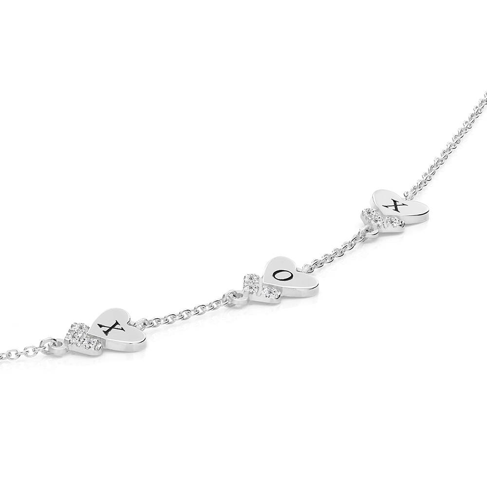 Dakota Heart Initial Bracelet with Diamonds in Sterling Silver