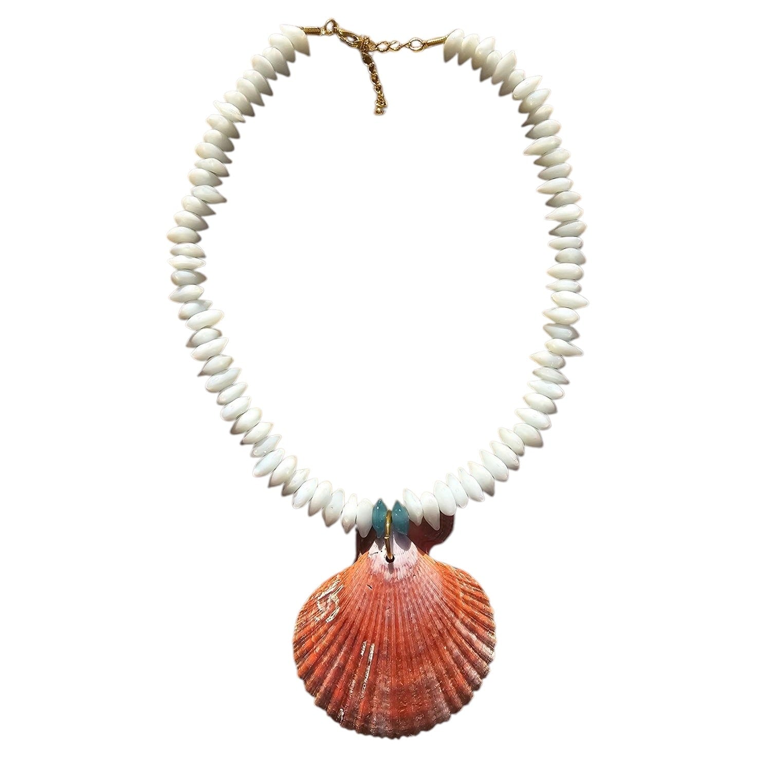 Dalal Fan Shell & Glass Bead Necklace