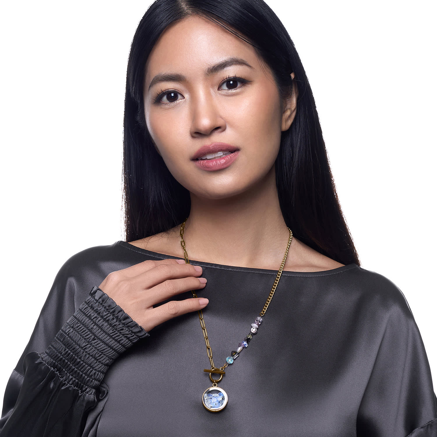 Dandelion Necklace With Beaded Chain 18K Gold Plated Chain
