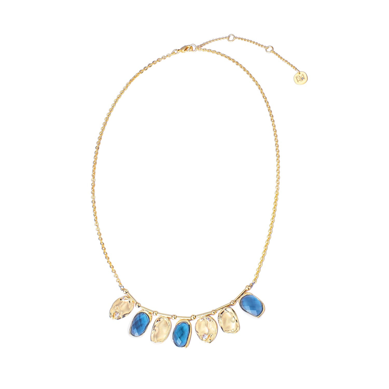 Dangling Multidrops Blue Necklace