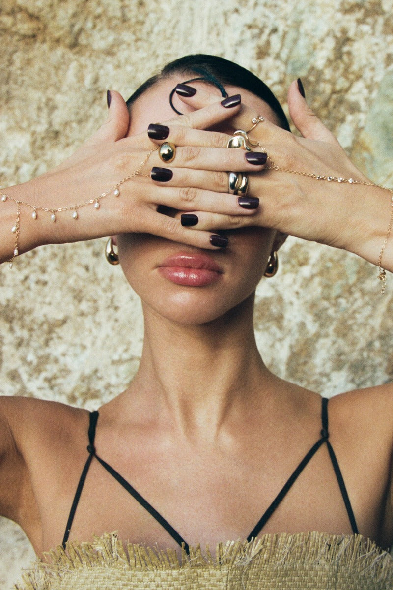 Maeve Gold Pearl Shaker Hand Chain