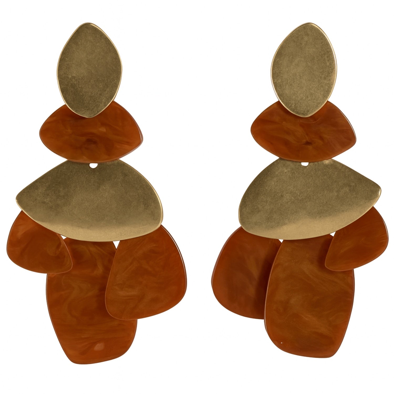 Danielle Carnelian Resin & Worn Gold Pierced Earrings