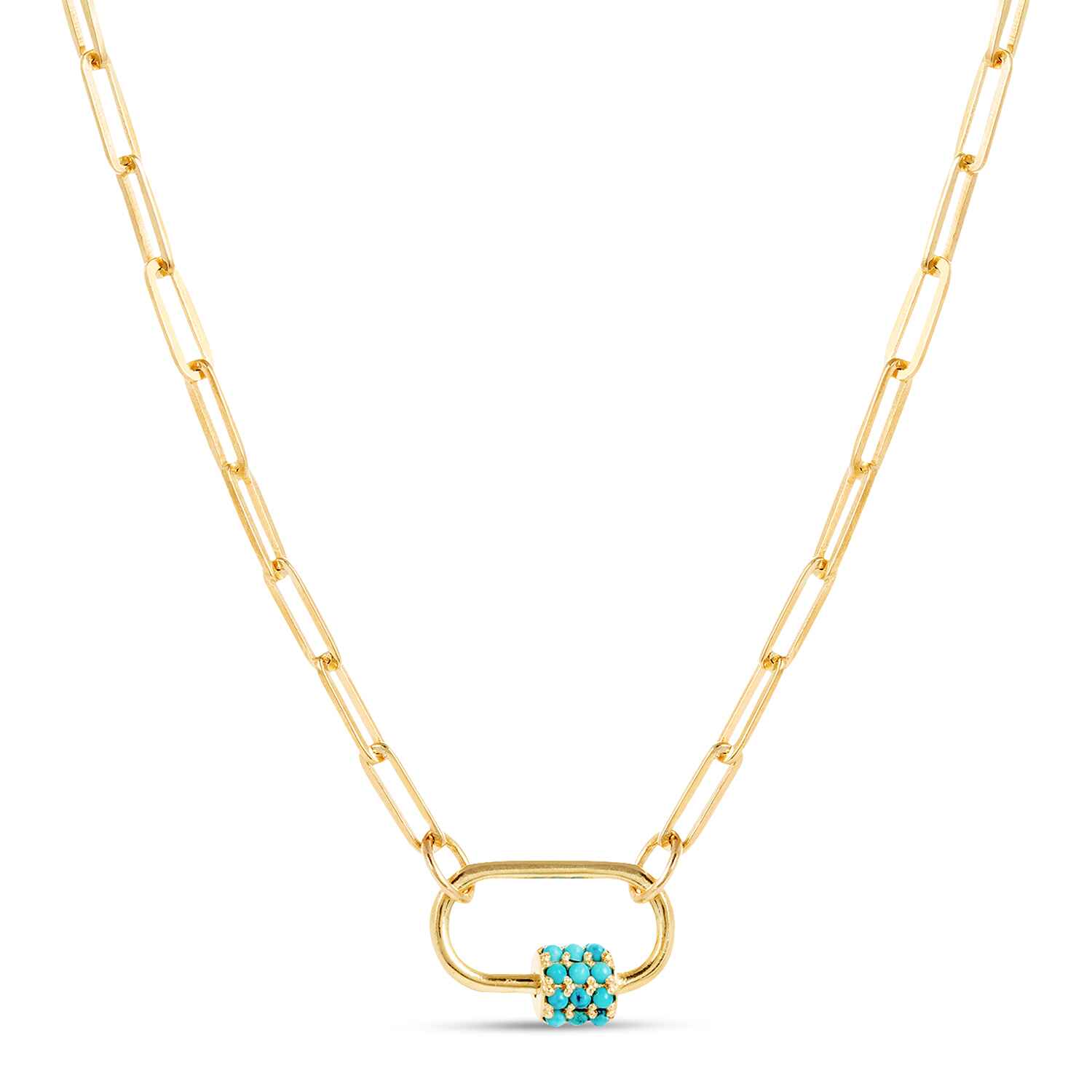 Daphne Gold Necklace With Turquoise Carabiner Lock