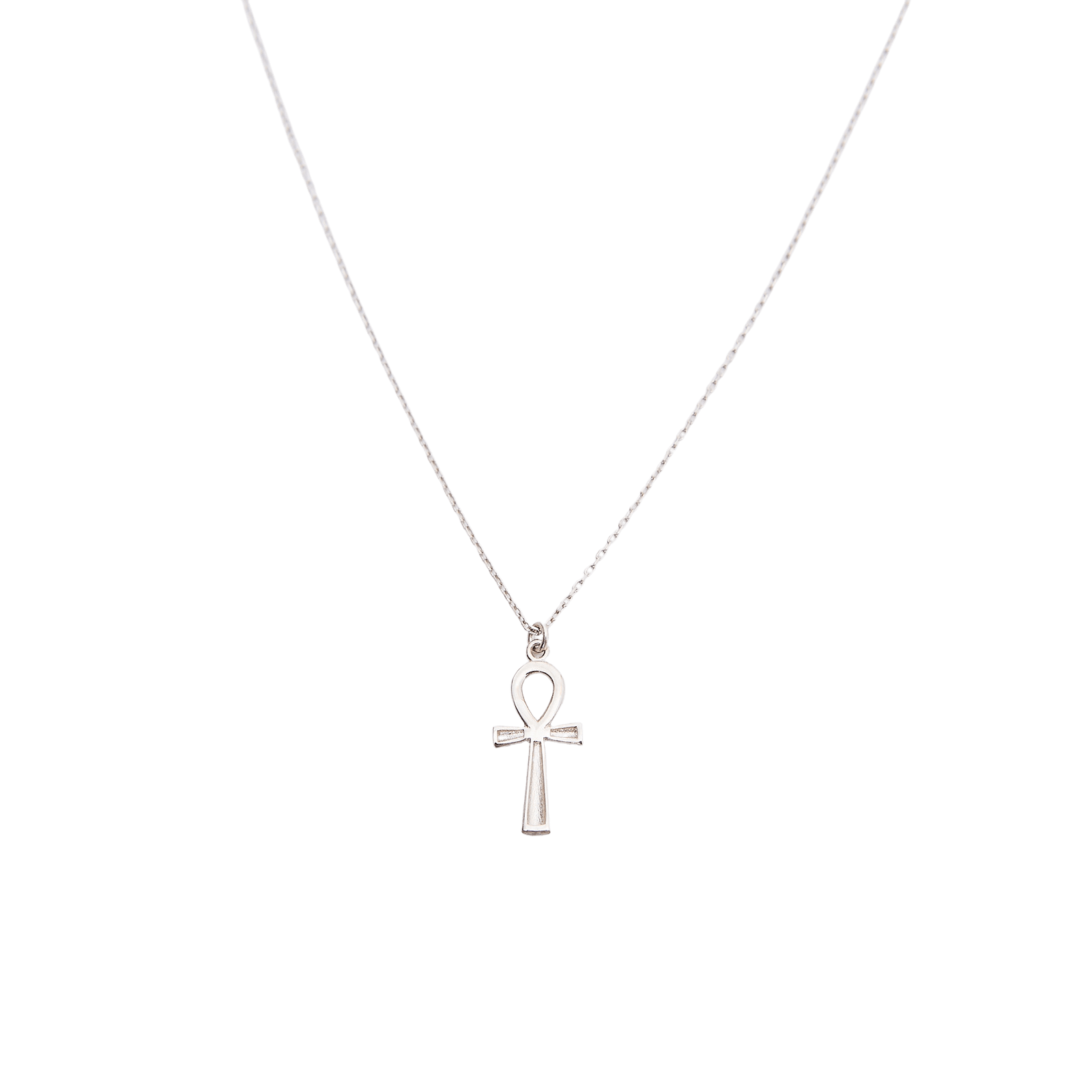 Sterling Silver Egyptian Ankh Necklace - Silver