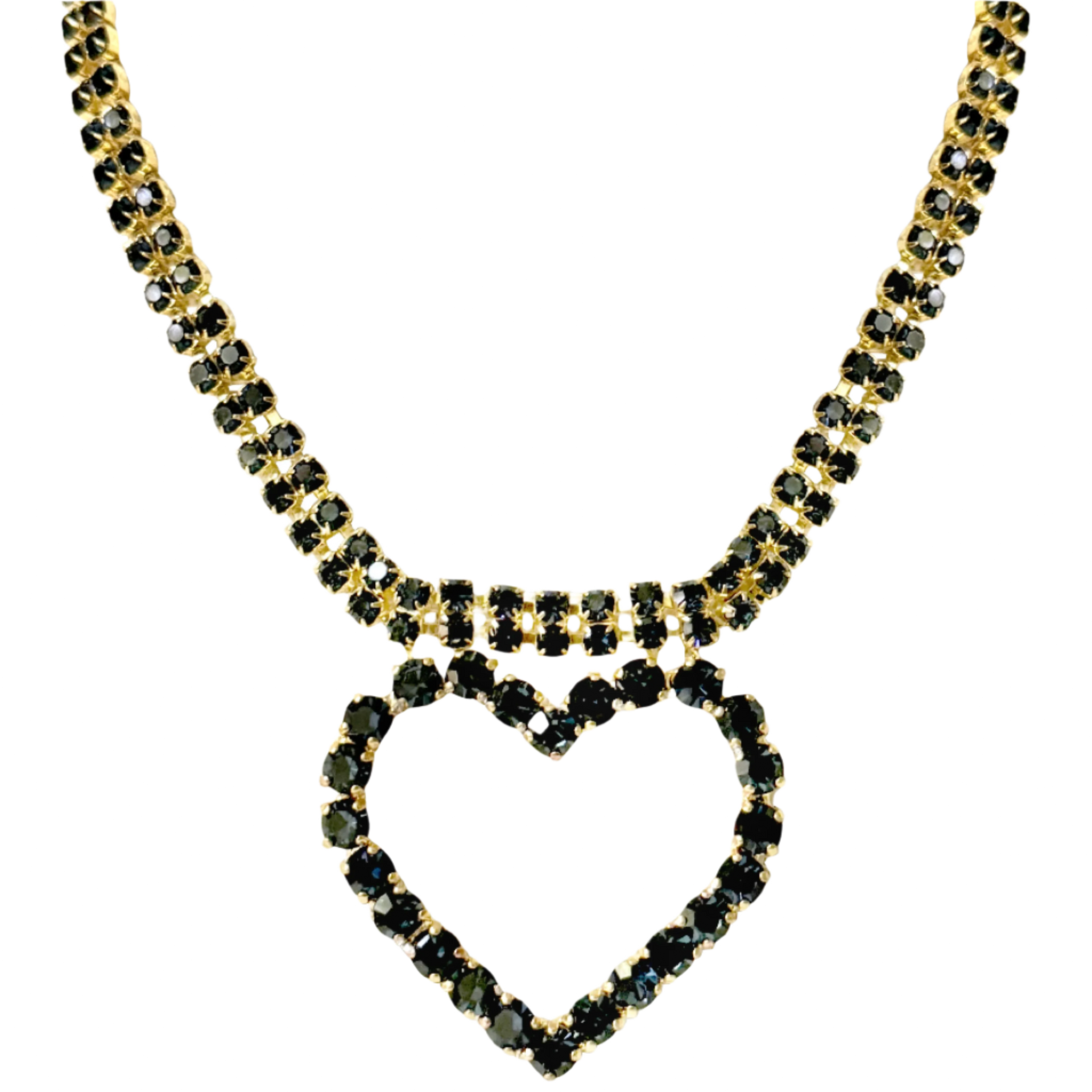 Dark Blue Crystal Heart Necklace
