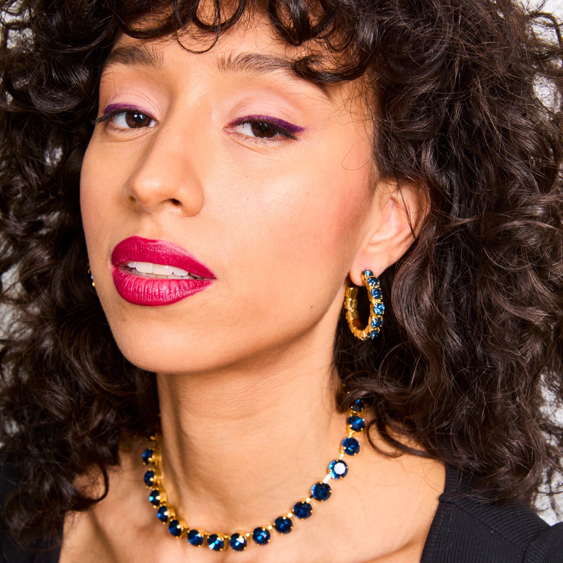 Adjustable Dark Blue Crystal Riviera Necklace