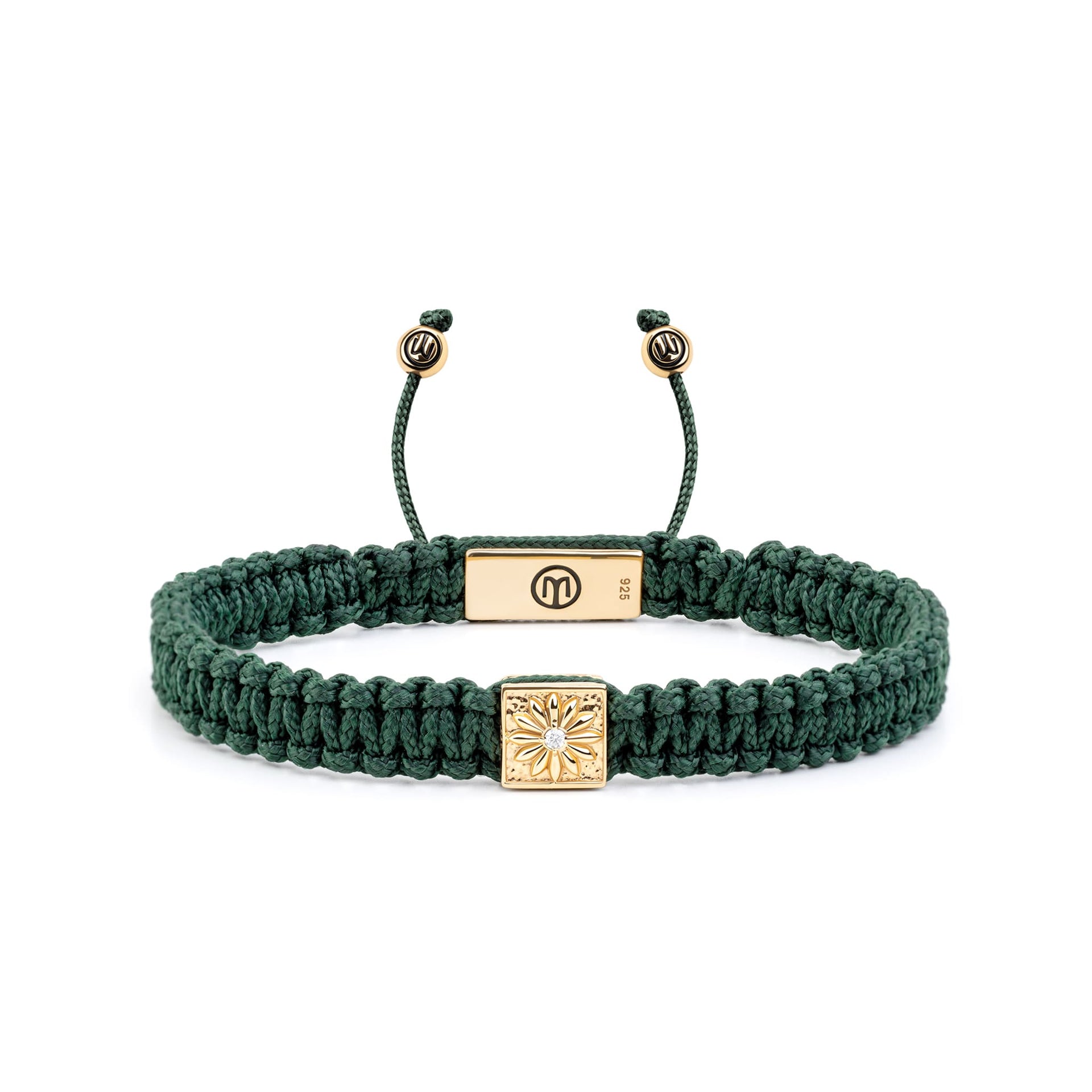Dark Green Macráme Bracelet In Gold