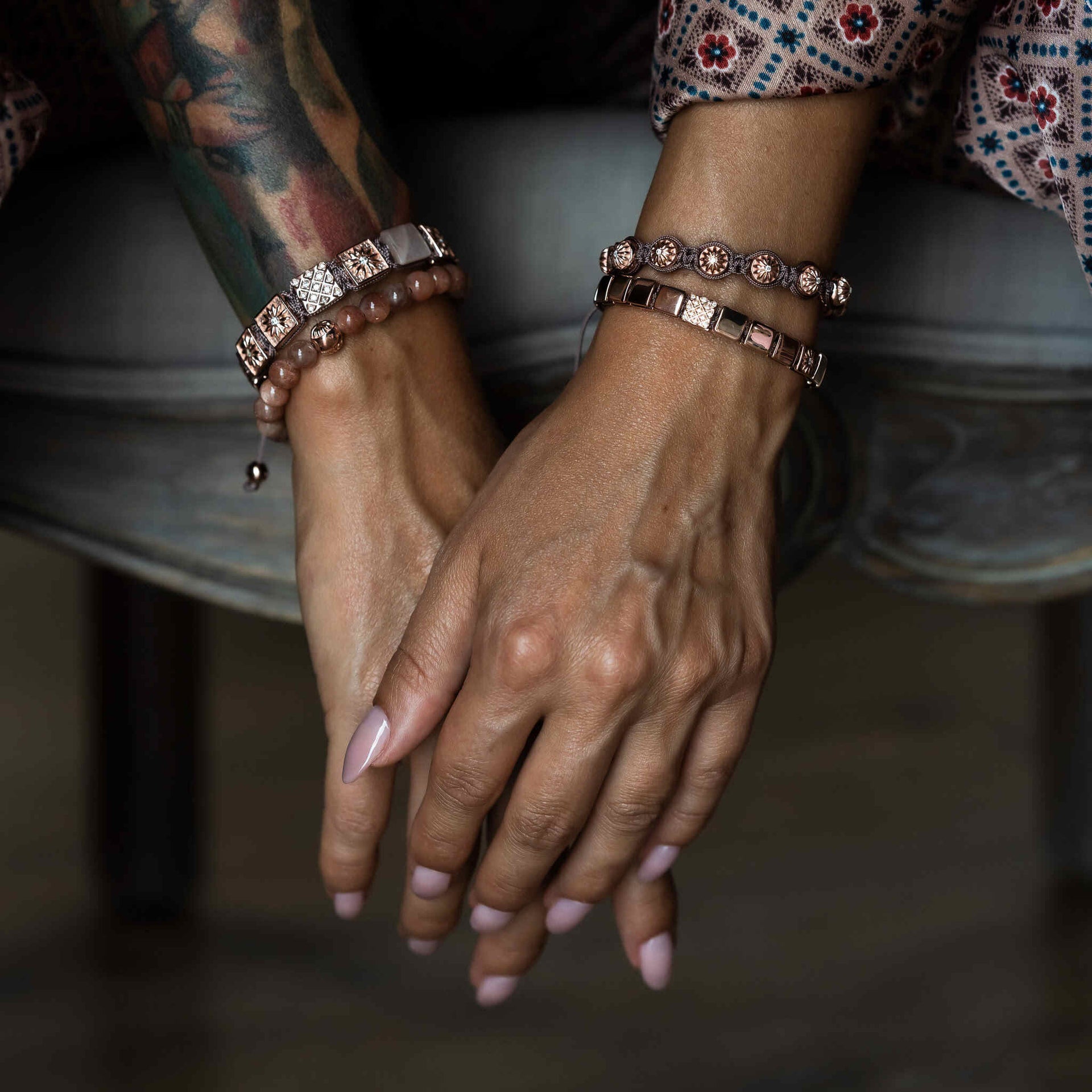 Macrame Bracelet In Dark Mauve & Rose Gold - The Maverick