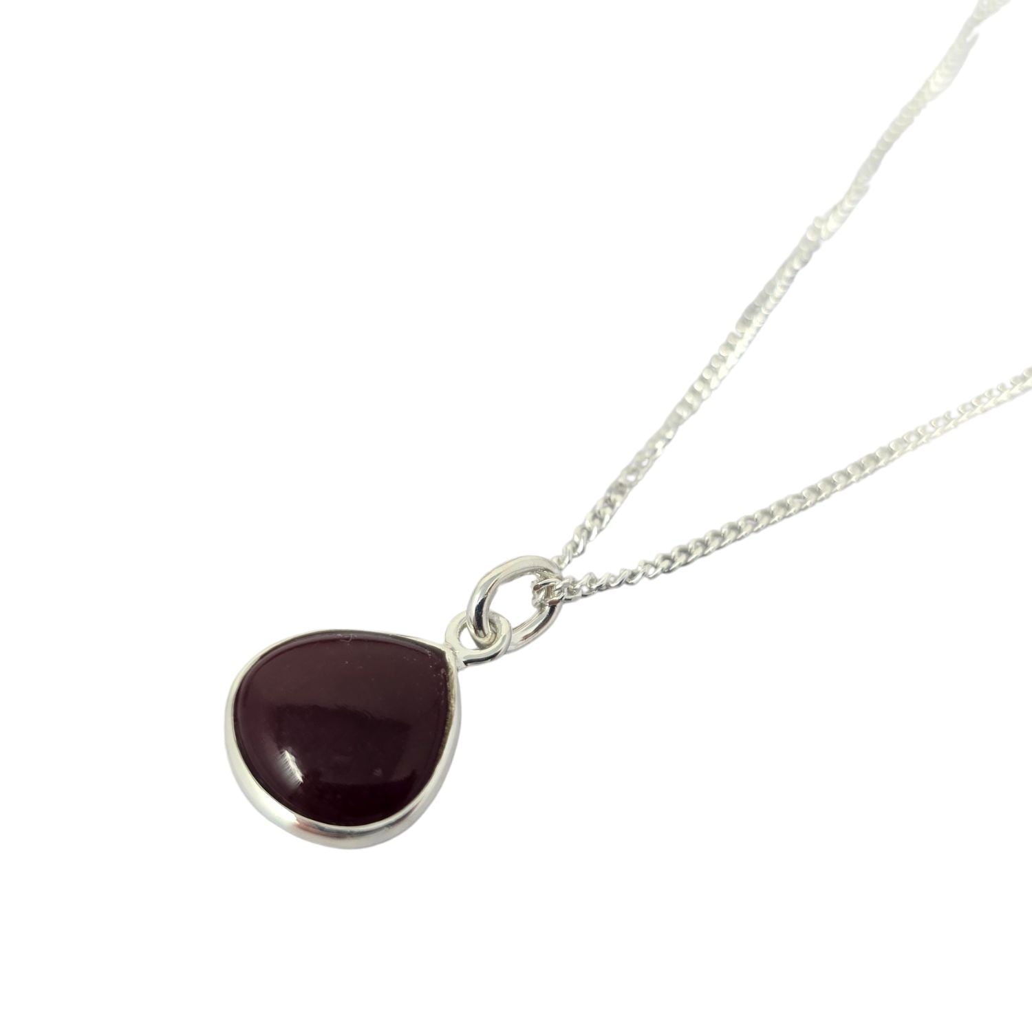 Dark Ruby Gemstone Sterling Silver Necklace