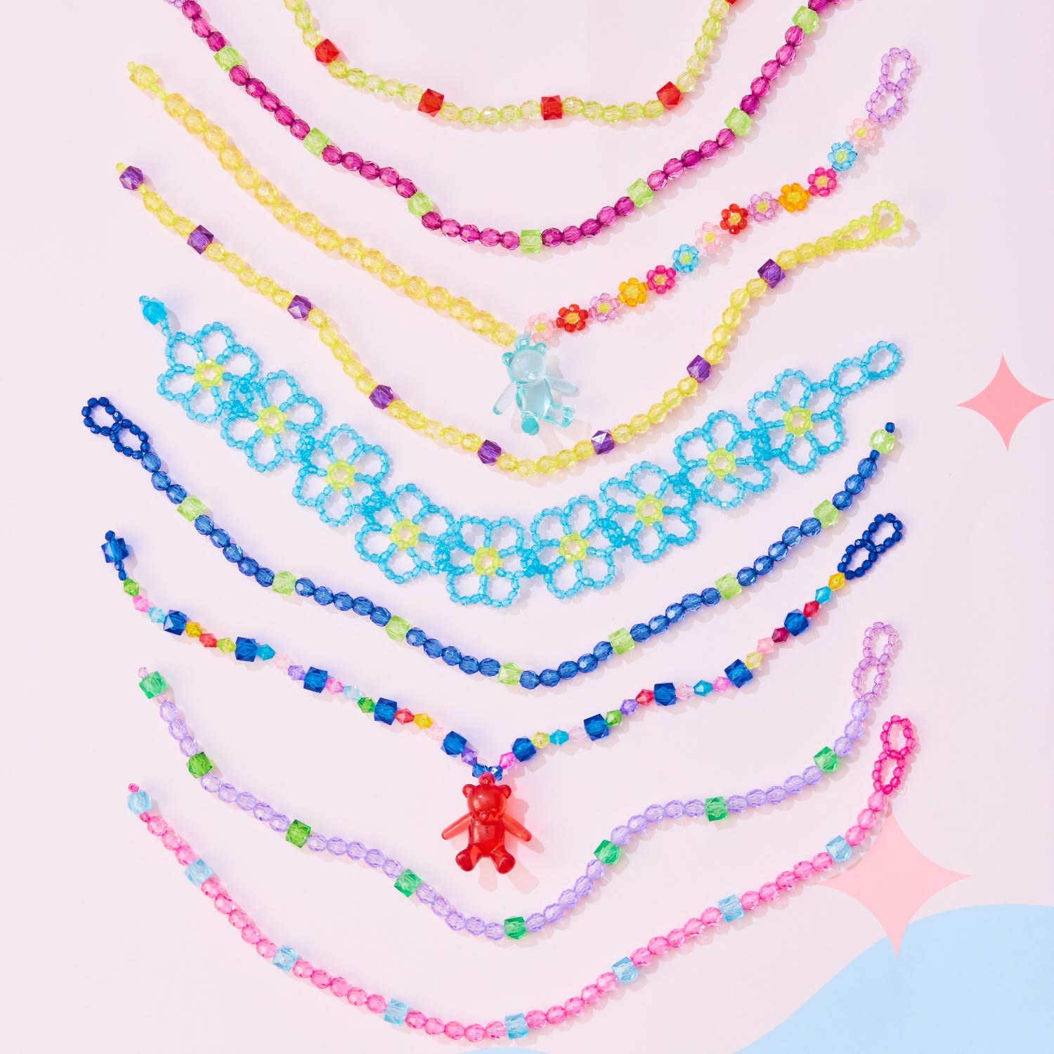 Dark Sky Blue Daily Wear Carnival Bead Necklace