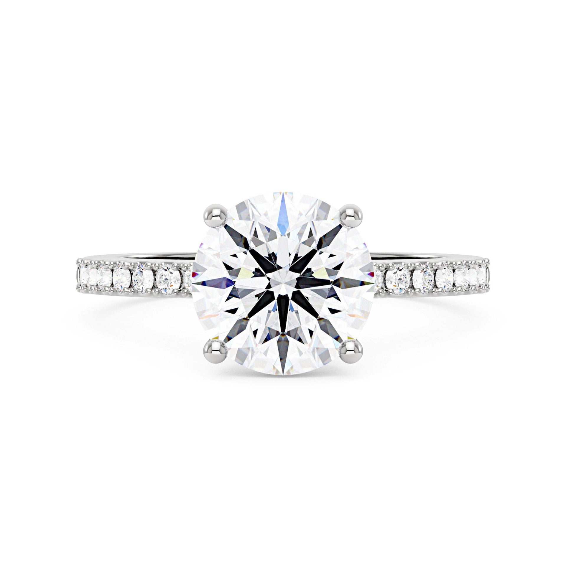 3 Carat Dazzling Round Moissanite Pave Band Engagement Ring
