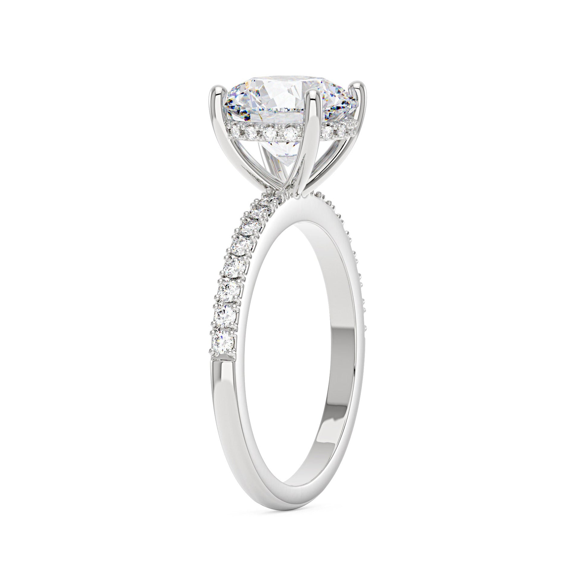 3 Carat Dazzling Round Moissanite Pave Band Engagement Ring
