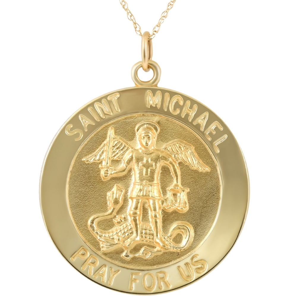 14k Yellow Gold St. Michael Medal Pendant 1' Tall 4.5 Grams