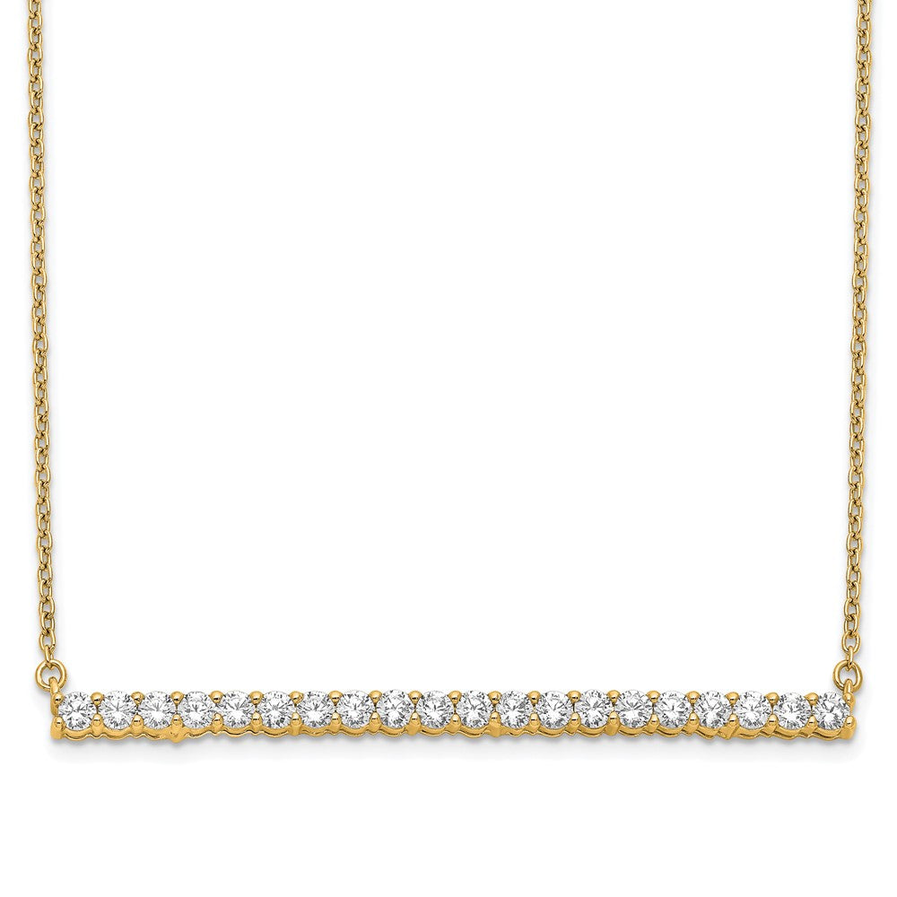 14K Gold 1 CT Lab Grown Diamond Bar Pendant Necklace Clarity VS Color G-H