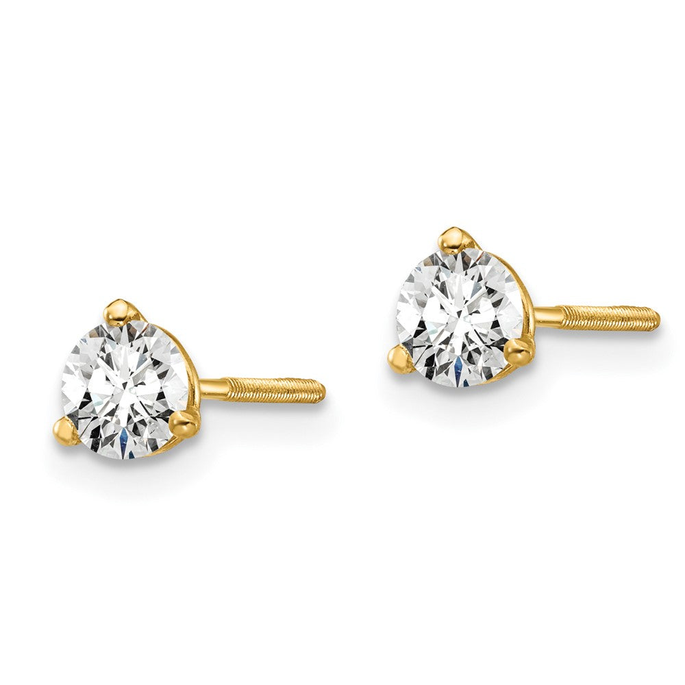 14k Gold 1/2 CT Round Lab Grown Diamond Stud Earrings Screw Back VS Clarity D-E Color